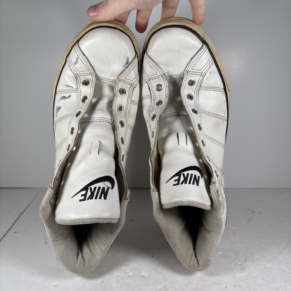 Size 11.5 Vintage Nike Sweet‎ Lew Leather Mid White Sneakers 310601-101 - Picture 8 of 9